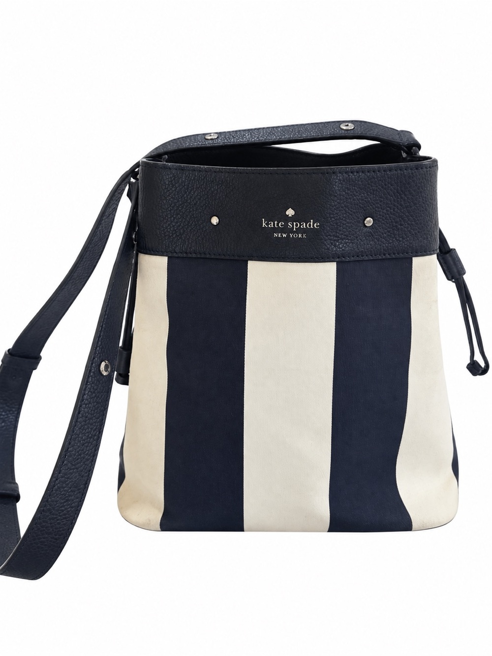 kate spade Navy & Cream Stripe Bucket Bag